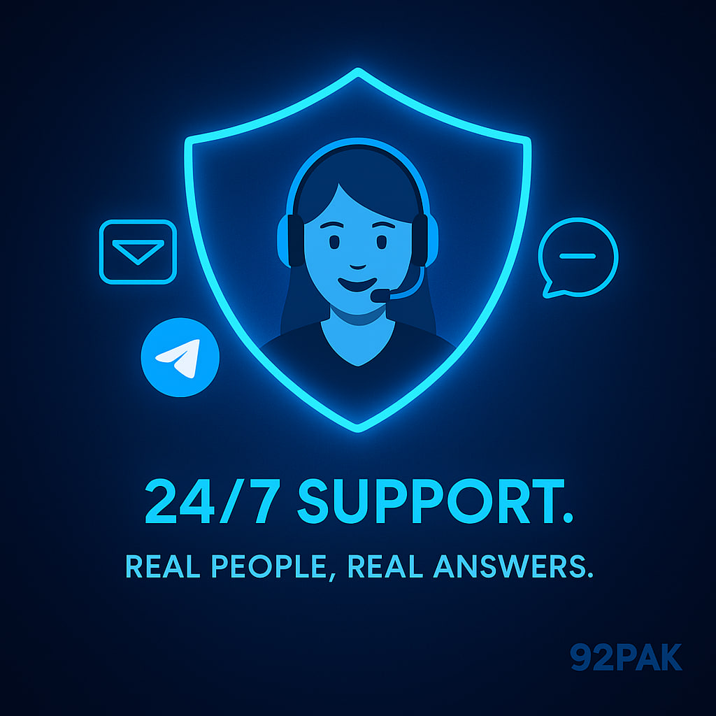 92PAK 24/7 customer support – Fast help via Telegram, email, and app for all players in Pakistan
